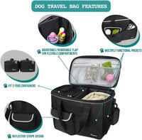 Dog Travel Bag Organizer, Pet Supplies Tote Diaper Bag, Black Medium