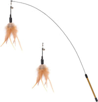 Cat Feather Wand Interactive Toy, 2 Feathers + 1 Wand with Bell